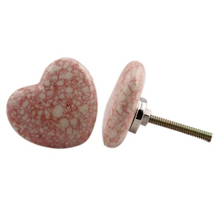 Pink Heart Crackle Dresser Knob